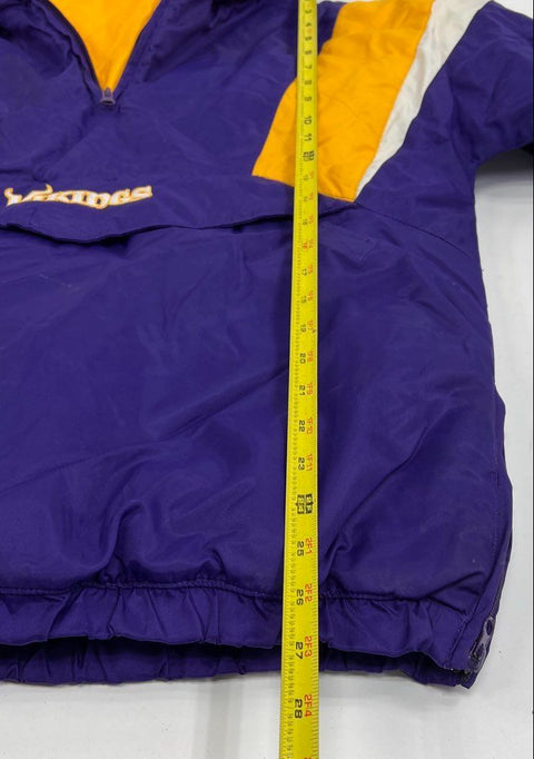 Vintage Y2K Reebok NFL Vikings Purple Pullover Puffer Jacket Kids XL 18-20