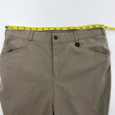 Ovation Equestrian Knee Patch Riding Jodhpurs Breeches Taupe Tan Sz 32/L