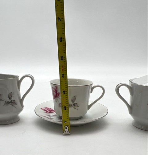 Nasco Rose Bramble Fine China Tea Set 9 Piece Cups Saucers Sugar Creamer Japan