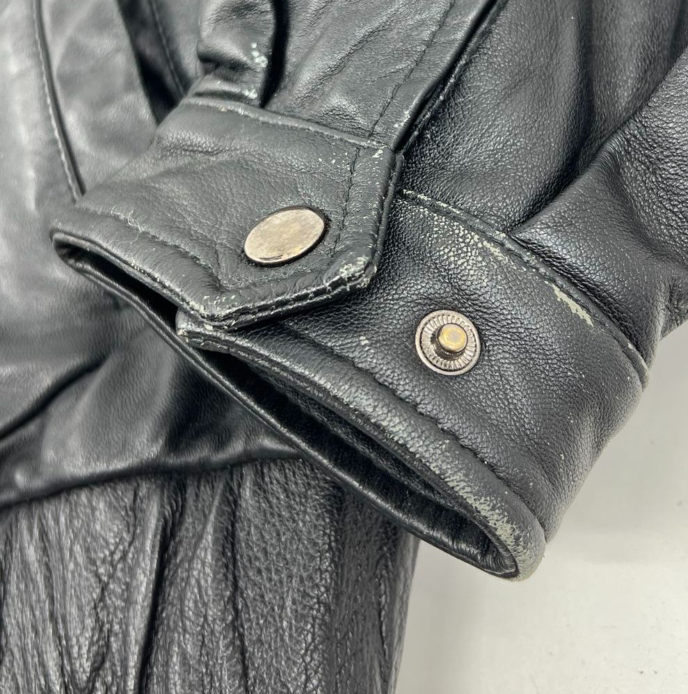 Vintage 90s Leather USA Black Genuine Leather Bomber Jacket Men's Size L