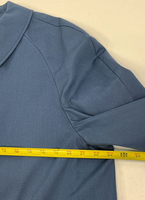 Vintage 80s Henson Blue Swiss Fabric Trench Coat Raincoat Plaid Lined Men's