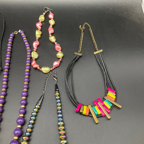 Fashion Costume Jewelry Lot of 10 Beaded Statement Necklaces Various Styles