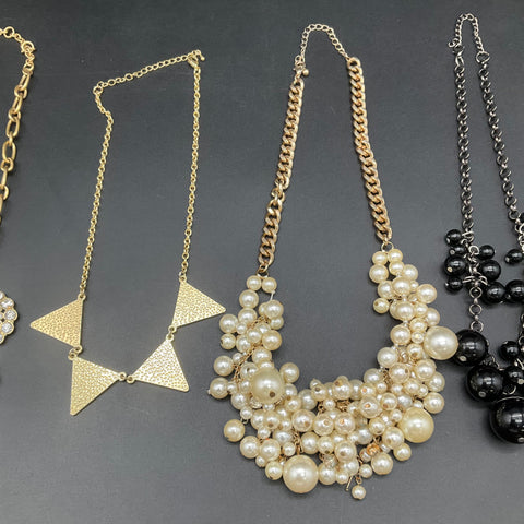 J. Crew & Mixed Fashion Necklace Lot of 6 Statement Bib Faux Pearl Rhinestone