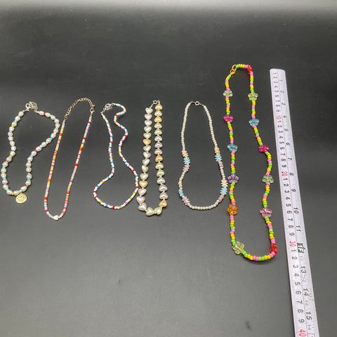 Vintage Modern Kidcore Beaded Necklace Jewelry Lot of 6 Bear Heart Flower