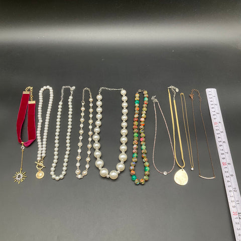 Fashion Jewelry Lot 10 Necklaces Faux Pearl Choker Beaded Shell Starburst