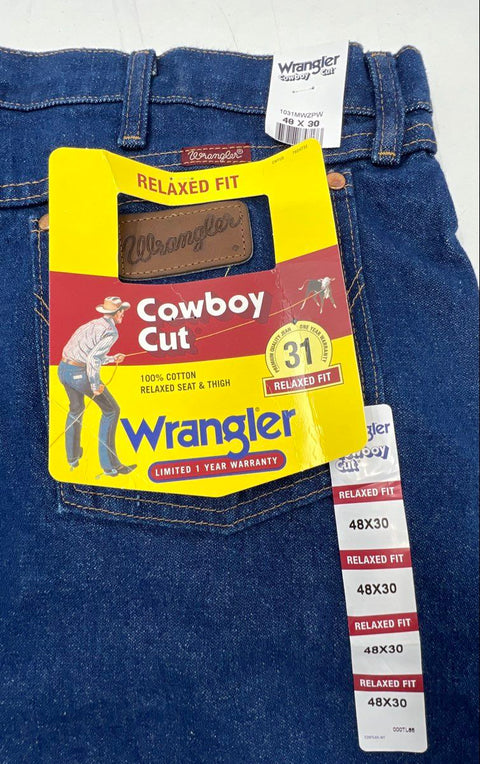 Wrangler Men's Dark Indigo Cowboy Cut Relaxed Fit Jeans NWT Sz 48x30
