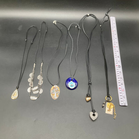 Boho Spiritual Costume Jewelry Lot 6pc Evil Eye Tree of Life Heart Necklaces