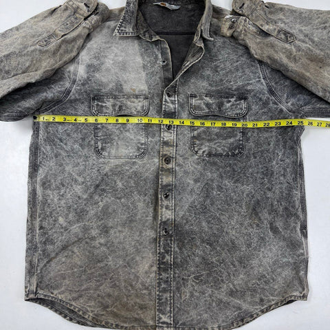 Carhartt Men's Gray Acid Wash Sun Faded Distressed Work Shirt Size XXL
