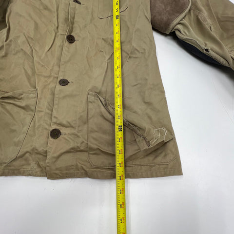 Vintage 60s 10-X Mfg Co Tan Suede Patch Shooting Hunting Jacket Men's 42