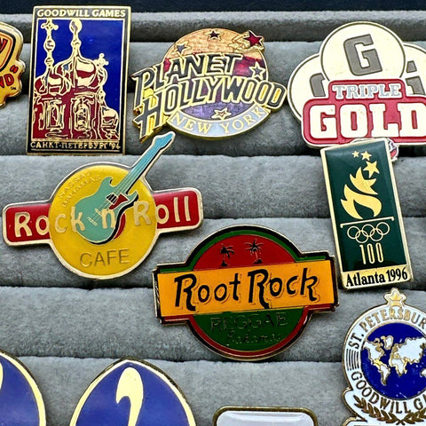 Vintage Lapel Pin Lot 37pc Hard Rock Cafe Olympics Planet Hollywood Disney 90s