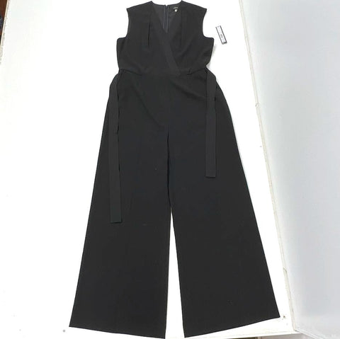 Tahari Black NWT Wide Leg Sleeveless Belted Jumpsuit Women's Size 16