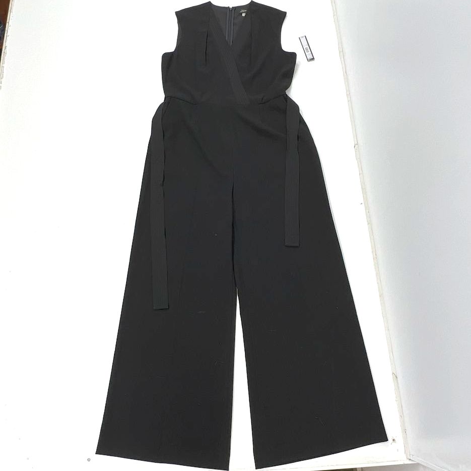 Tahari Black NWT Wide Leg Sleeveless Belted Jumpsuit Women's Size 16
