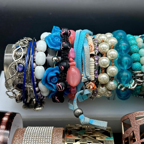 Costume Jewelry Lot Vintage to Modern Fashion Bracelets Cuffs Beaded Bangles