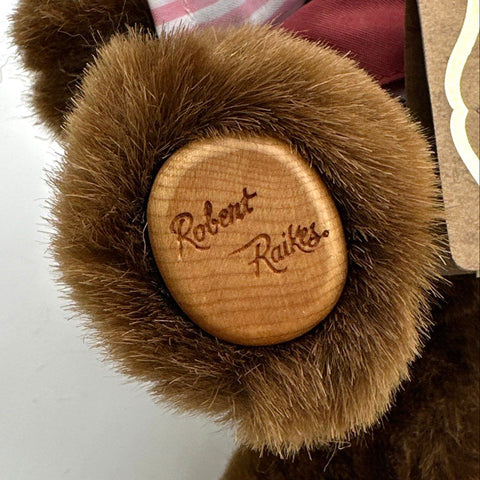 Raikes Bears George and Gracie Teddy Bear Lot 2 Carved Wood Face Vintage