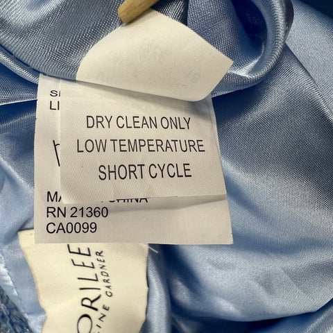 Morilee 43075 Blue Silver Beaded Bodice Halter Prom Gown Dress Women's 16