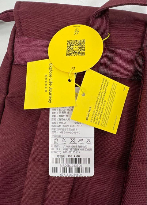 MAH Burgundy Minimalist Flap Top Backpack Rucksack MR20B195S06 NWT