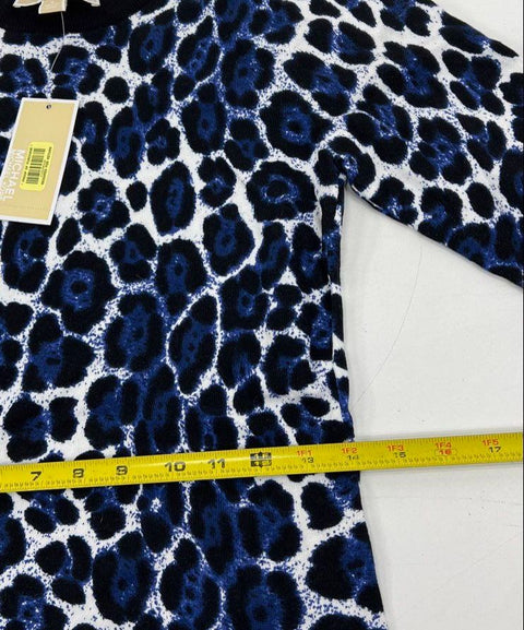 Michael Kors Blue Leopard Animal Print Sweater Dress NWT Sz S