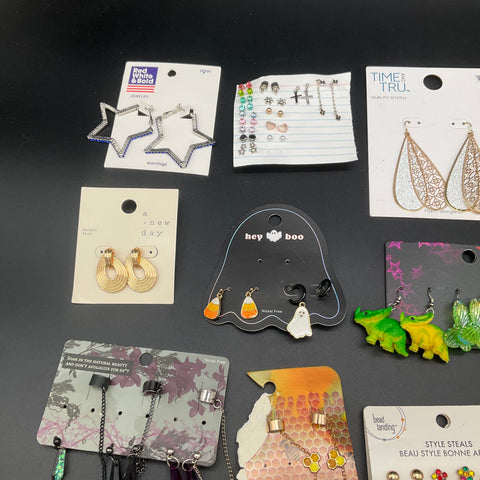 Fashion Earring Jewelry Lot Cato Hot Topic Time and Tru Wood Hoops Studs 45+ Pr