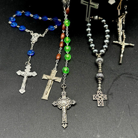 Vintage to Modern Catholic Rosary & Crucifix Jewelry Lot Mixed Religious 30+