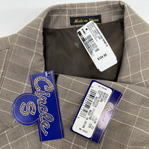 Circle S Men's Window Pane Sport Coat Blazer Tan Plaid Western Yoke NWT Sz 52R