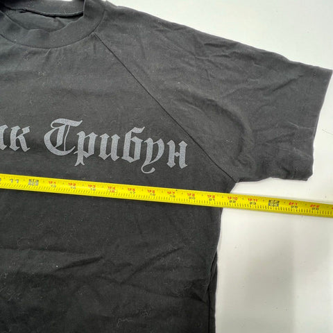 Yeezy Season 5 Tribune Cyrillic Graphic Raglan T-Shirt Black Size 2 USA