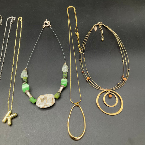Fashion Jewelry Lot of 12 Necklaces Gold Silver Tone Boho Modern Initial