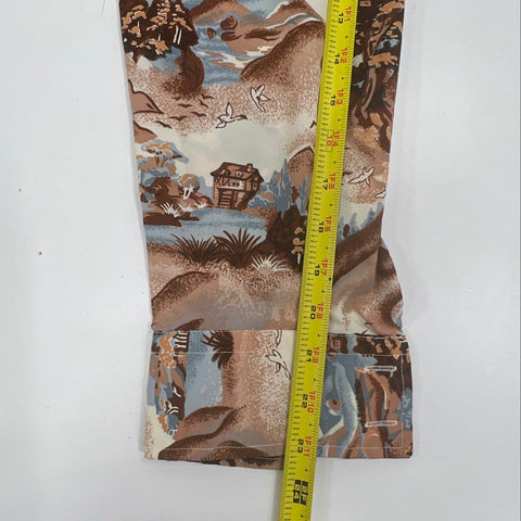 Vintage 70s JCPenny Scenic Landscape Print Button Up Shirt Sz M