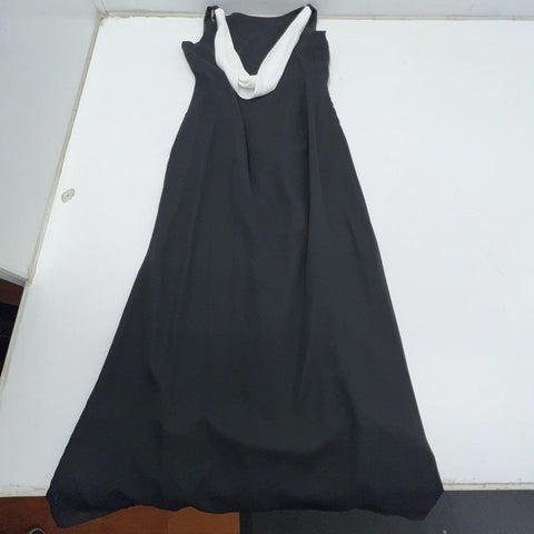 NWT Vintage Y2K Michelangelo Women's Black White Cowl Back Formal Gown Dress 10