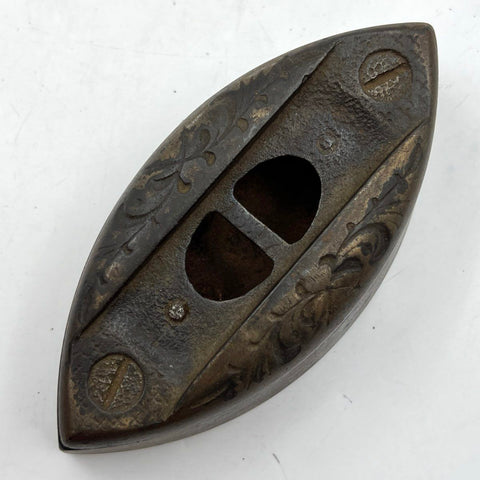 Antique Cast Iron Double Pointed Sad Iron Base Floral Relief Pressing Tool 5lb