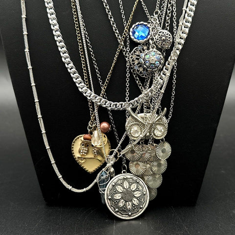 Mixed Fashion Necklace Lot of 20 Costume Jewelry Silver Tone Vintage to Modern