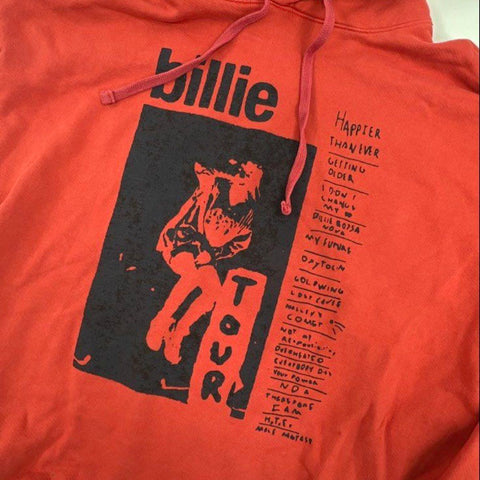 Billie Eilish Red Happier Than Ever Tour Graphic Organic Cotton Hoodie Size L
