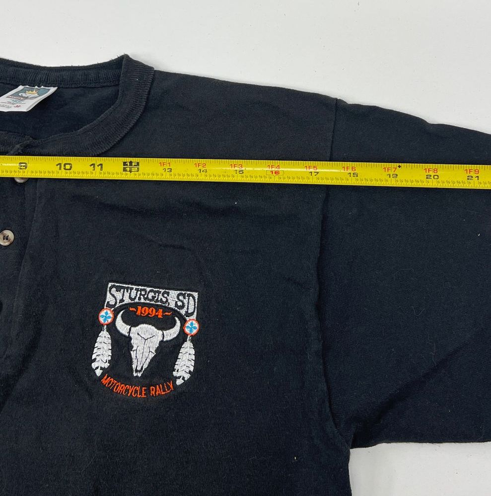 VTG Men's Anvil Black Short Sleeve Sturgis Rally c1994 T-shirt - Size Medium