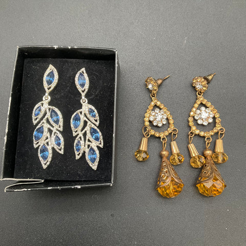 Rhinestone Crystal Costume Jewelry Lot of 4 Necklace & Earrings Stein Mart Rosa