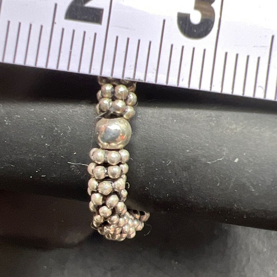 Sterling Silver Beaded Stretch Ring Size 8