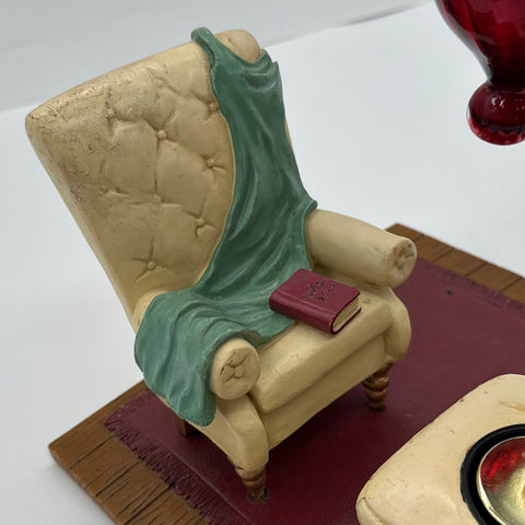 Westland WMG 2003 Miniature Reading Room Diorama Resin Glass Chair Ottoman 8"