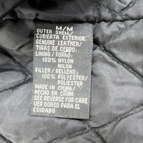 Knight Bridge Men's Vintage Y2K Suede Leather Bomber Jacket Black Quilted Sz M