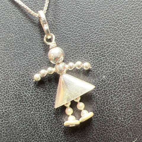 925 Sterling Silver Girl Pendant Necklace 4.45g