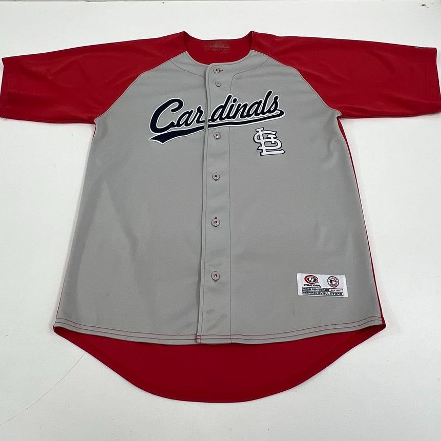 Lot of 2 St Louis Cardinals Baseball Jersey Gray & Blue Button Up Men's Size XL