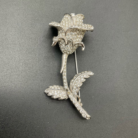 Nolan Miller Vintage Rhinestone Rose Brooch and Circular Pendant Lot