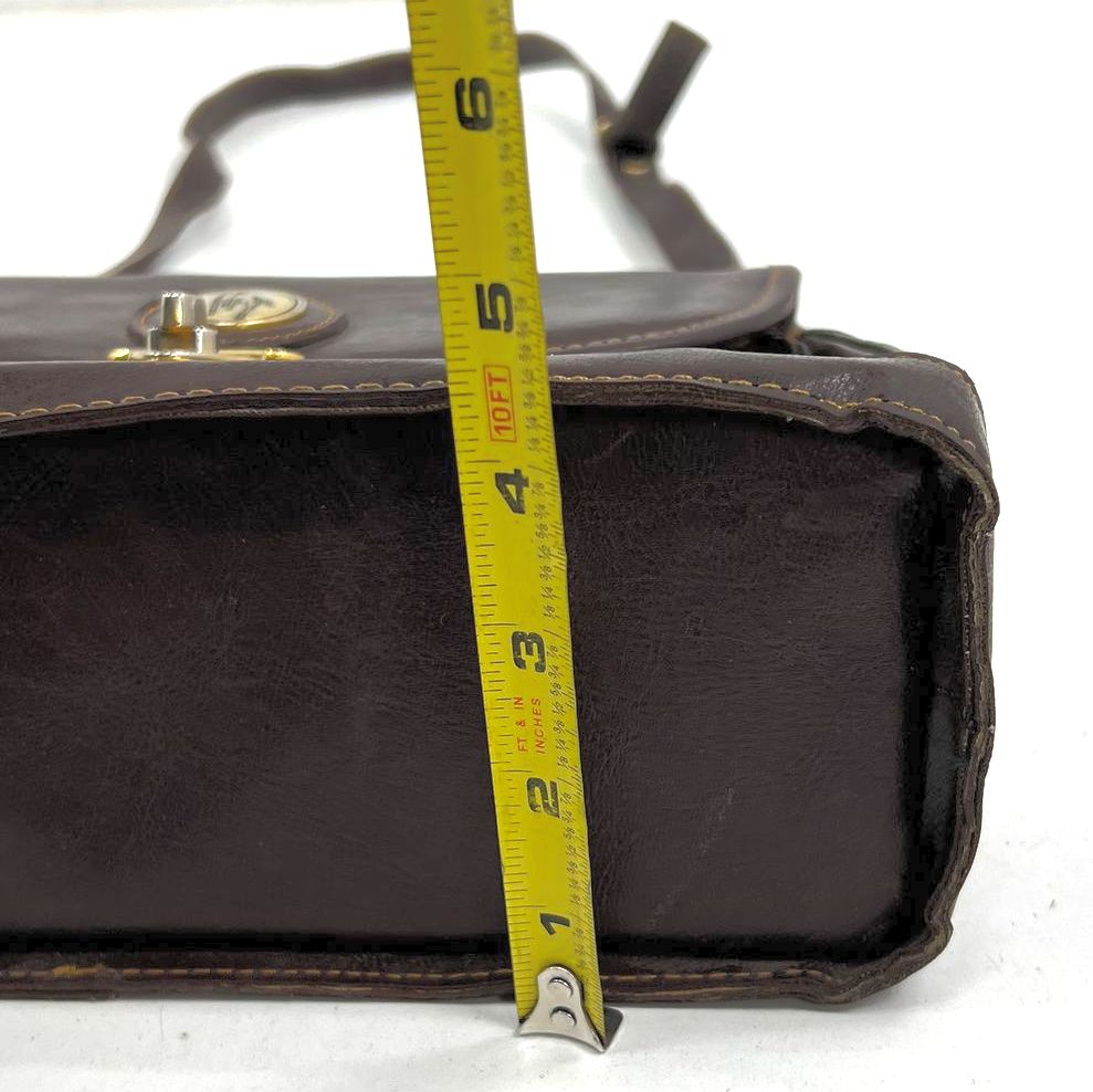 Vintage 80s Polo Player Logo Brown Black Satchel Crossbody Bag Gold Hardware