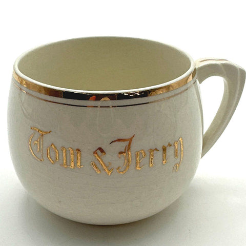 Kikusui Tom & Jerry Mug Set 2 Piece Gold Trim Ceramic Made in Japan Vintage