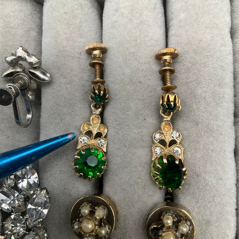 Trifari Vintage Costume Jewelry Lot 6 Pairs Rhinestone Clip On Earrings