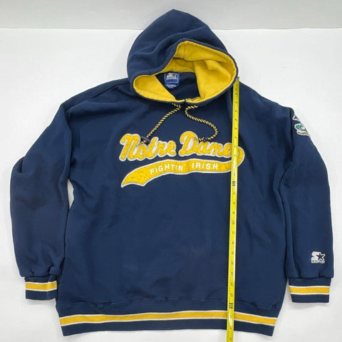 Vintage 90s Starter Notre Dame Fighting Irish Hoodie Script Logo Patch Sz XL