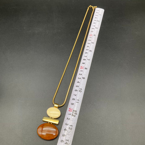 Vintage Avon Gold Tone Geometric Resin Necklace & Cuff Bracelet Jewelry Set