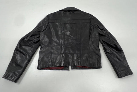 Vintage 70s Fantastic International Women's Black Leather Multi Zip Jacket Sz M