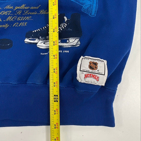 Vintage 1991 St Louis Blues NHL Crewneck Sweatshirt Nutmeg Made in USA Sz L
