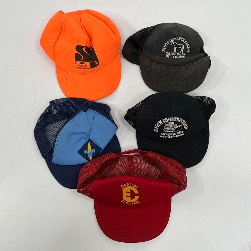 Vintage Lot 5 Trucker Hats Snapback Mesh Farm Work Promo Caps Mens Adjustable