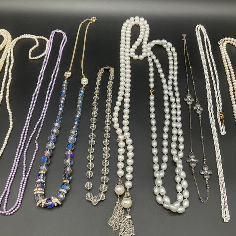 Costume Jewelry Necklace Lot 12pc Faux Pearl Beaded Includes Anne Koplik