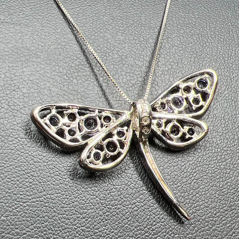 Simply Vera 925 Sterling Silver Purple Rhinestone Dragonfly Necklace 5g