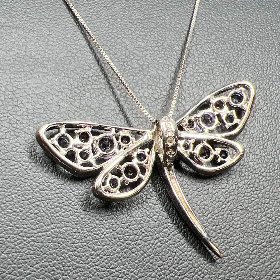 Simply Vera 925 Sterling Silver Purple Rhinestone Dragonfly Necklace 5g